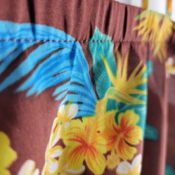 Hilo Hattie Vintage 70s Hawaiian Floral Spaghetti Strap Ruffle Trim Maxi Dress - Picture 5 of 11